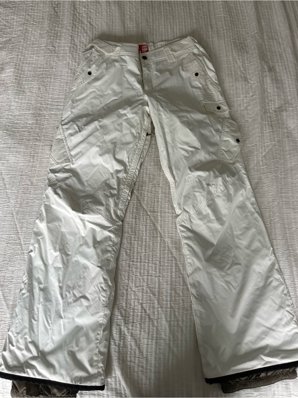 Orage White and Brown Snow Pants with Red Logo